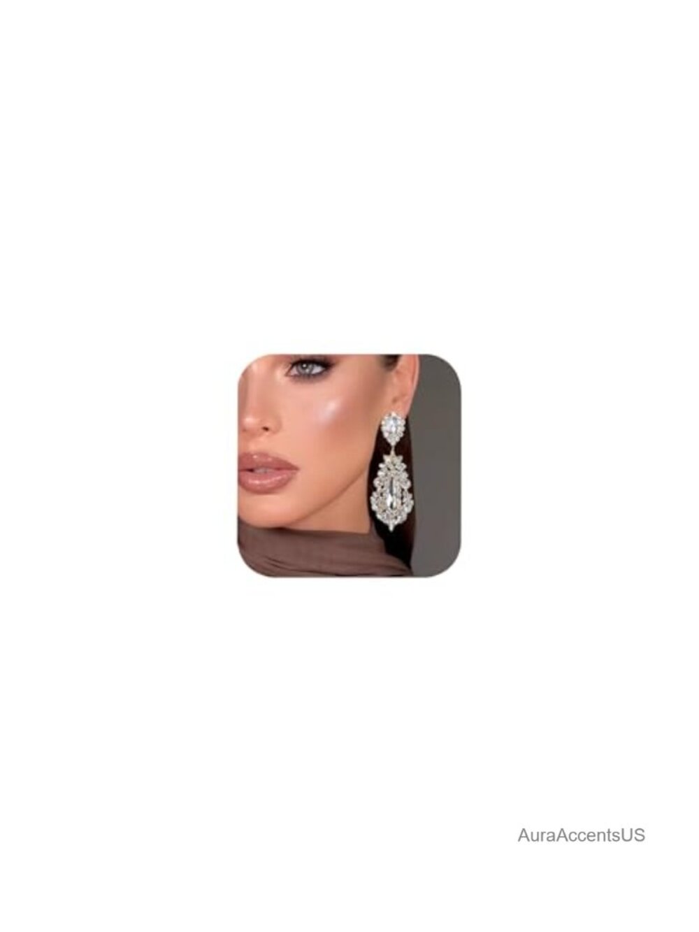 Silver Rhinestone Chandelier Earrings Dangling Hypoallergenic Drop Formal